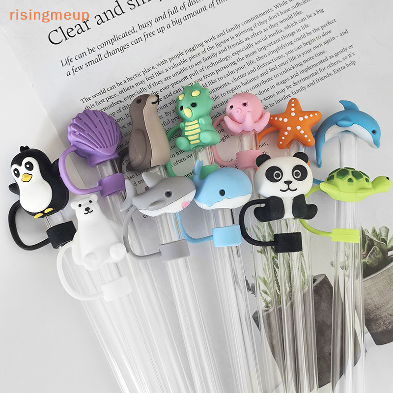 [risingmeup] Creative Straw Covers สําหรับถ้วยซิลิโคนที่ใช้งานได้เคล็ดลับฟาง 10 มม.สําหรับดื่มฟาง Topper ตกแต่ง