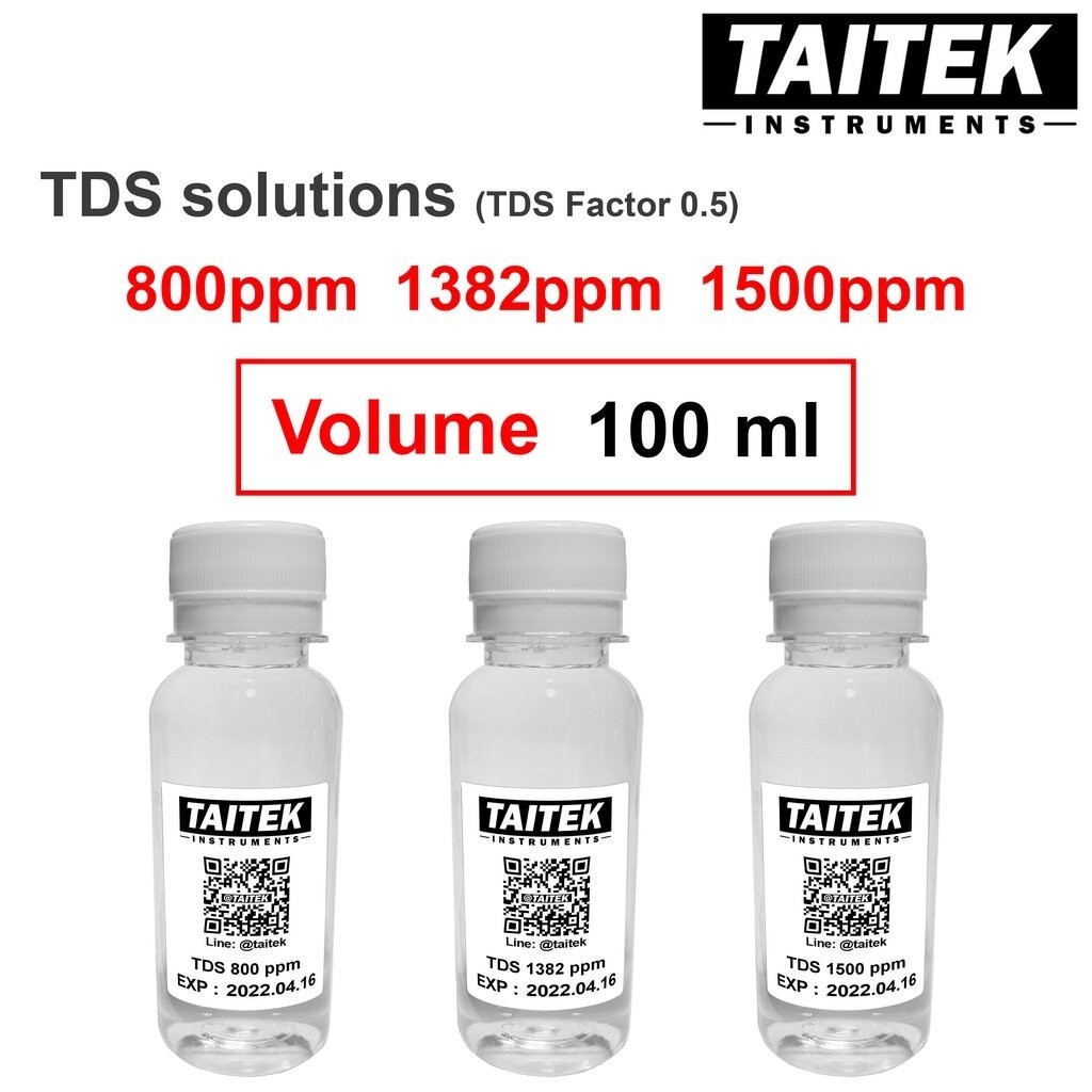 TAITEK น้ำยามาตรฐาน TDS Solution TDS factor 0.5 ค่า 800 1382 1500 ppm(mg/L) สำหรับปรับเทียบ คาลิเบรทเครื่องวัด TDS (1...