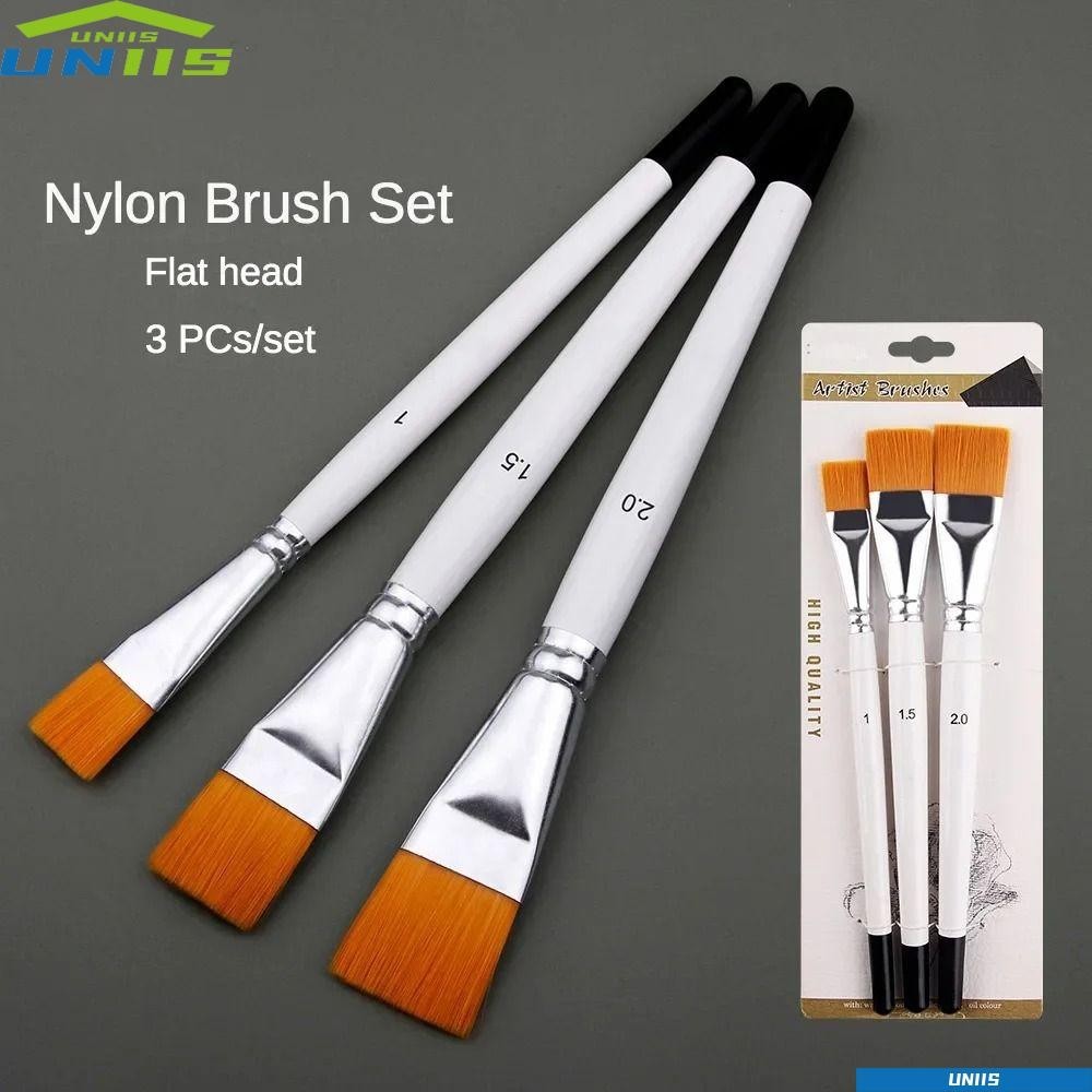 Uniis แปรงระบายสีน้ํามัน ขนแปรงไนล่อน หัวแบน ขนาดใหญ่ คุณภาพสูง สําหรับวาดภาพระบายสีน้ํามัน อะคริลิค 3 ชิ้น ต่อชุด