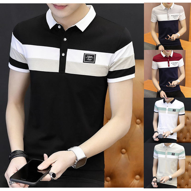 【Local Delivery】เสื้อโปโลผู้ชายแขนสั้นเสื้อยืดสไตล์เกาหลี Lapel เทรนด์ลำลองด้านบนเสื้อผ้าแฟชั่นพลัสขนาด Kemeja lelaki ขายร้อน（M-3XL）