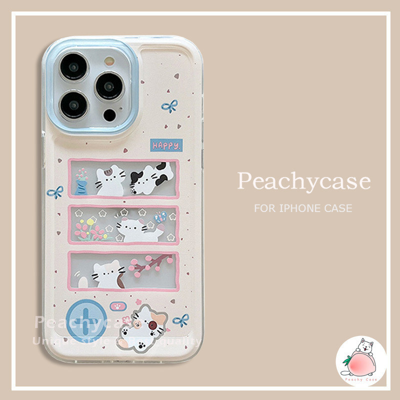 เคสโทรศัพท์มือถืออะคริลิคแข็ง กันกระแทก ลายดอกไม้ แมวน่ารัก สําหรับ iPhone 15 14 Plus 13 12 11 Pro Max Xr Xs X