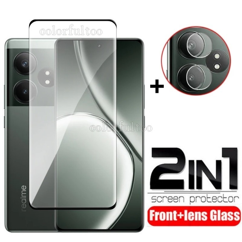 2in1 ฟิล์มกระจกนิรภัยกันรอยหน้าจอ เลนส์กล้องหลัง ทรงโค้ง 3D สําหรับ Realme GT Neo6 SE 5G Realme GT Neo 6 SE 6SE