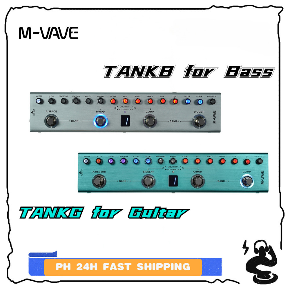 M-vave TANK-G กีตาร์/TANK-B BASS V2 รุ่น Multi-Effects Pedal ชาร์จ 36 ตั้งค่า 9 ช่อง 8 IR Cab 3Modul