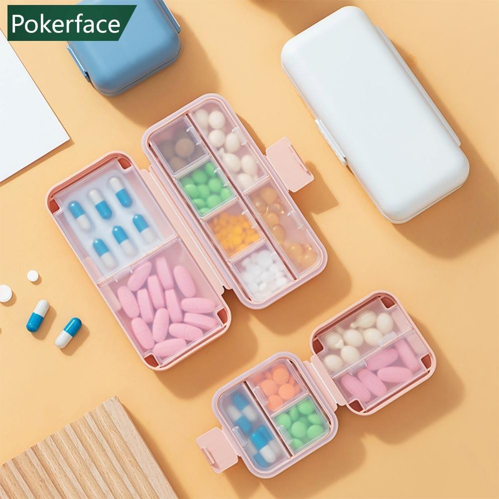 Pokerface กล่องเก็บยา แบบซีลคู่ กันชื้น ความจุขนาดใหญ่ แบบพกพา D4T1[OLTS]