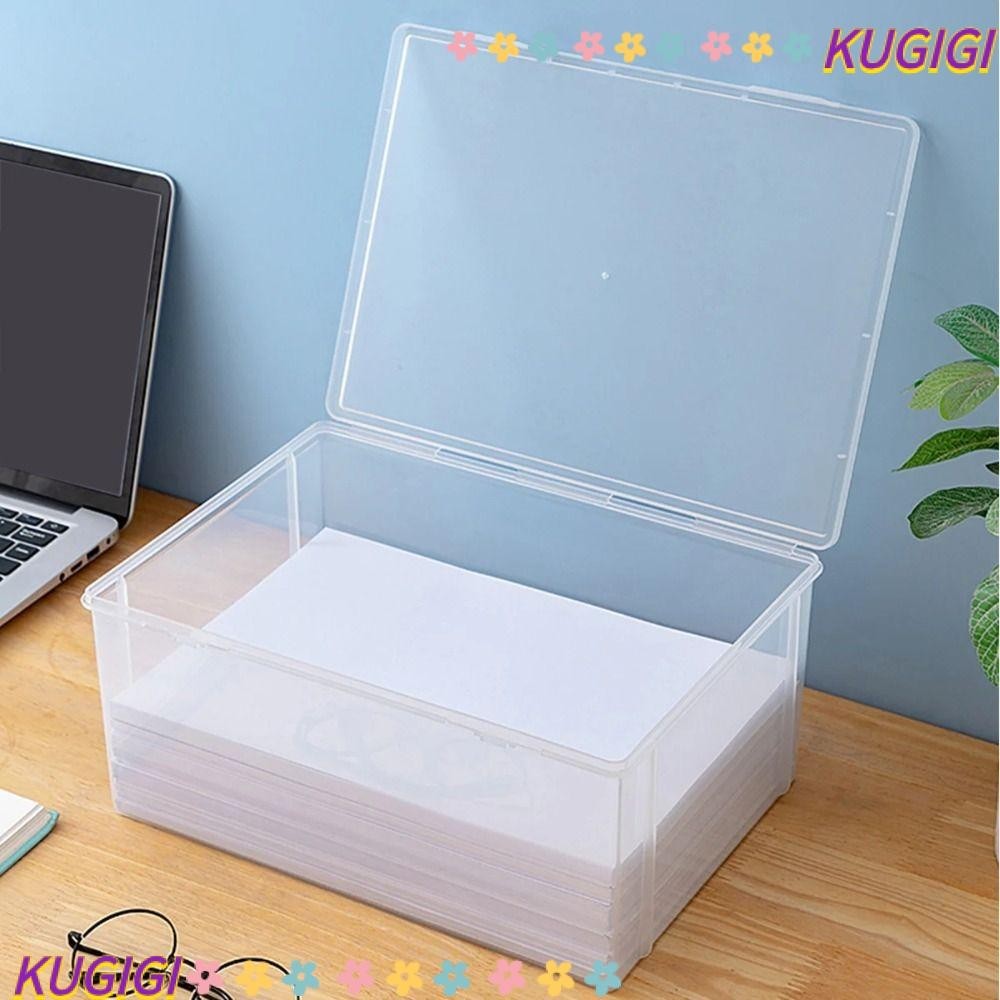 Kugigi กล่องกระดาษ ขนาด A4 พลาสติกใส กันฝุ่น จุของได้เยอะ สําหรับบ้าน ออฟฟิศ