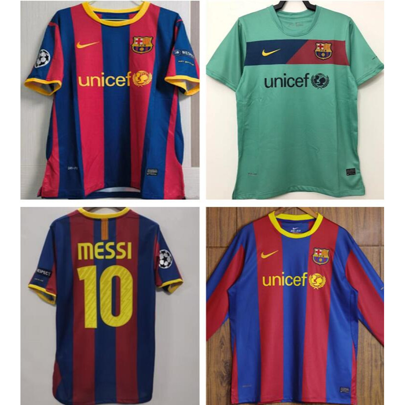 10-11 ฟุตบอล Barcelona Home Retro Soccer Jersey รุ่นฟุตบอล Shrit แขนยาว