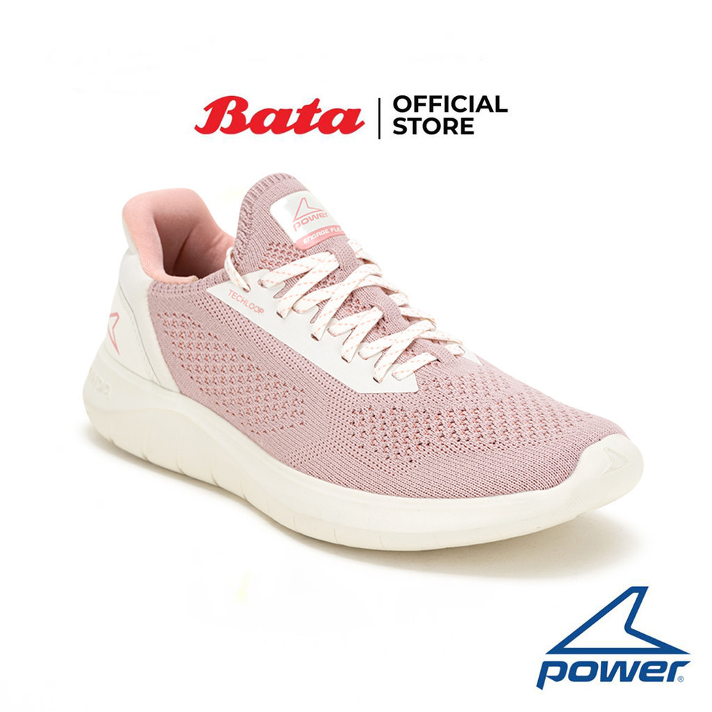 Bata บาจา Power รองเท้ากีฬาวิ่งออกกำลังกายแบบผูกเชือก พร้อมเทคโนโลยีรองรับน้ำหนักเท้า สำหรับผู้หญิง สีชมพู 5285818