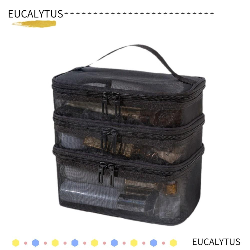 Eutus กระเป๋าเครื่องสําอาง แบบตาข่ายใส ความจุขนาดใหญ่ 1 2 3 ชั้น สําหรับผู้หญิง