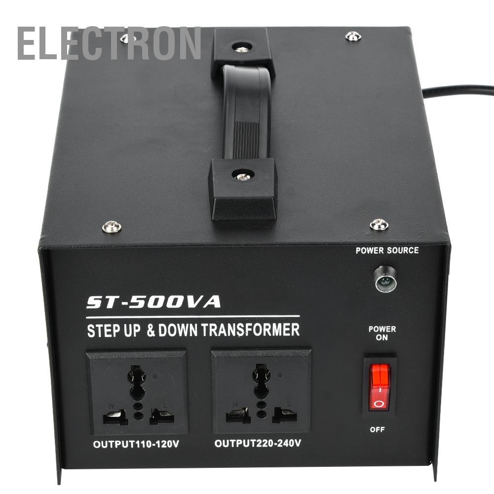 Electron ตัวแปลงแรงดันไฟฟ้า 500W พร้อมซ็อกเก็ตสากล 2 ชิ้น 110V ถึง 220V หม้อแปลงไฟฟ้า ST-500VA US Plug