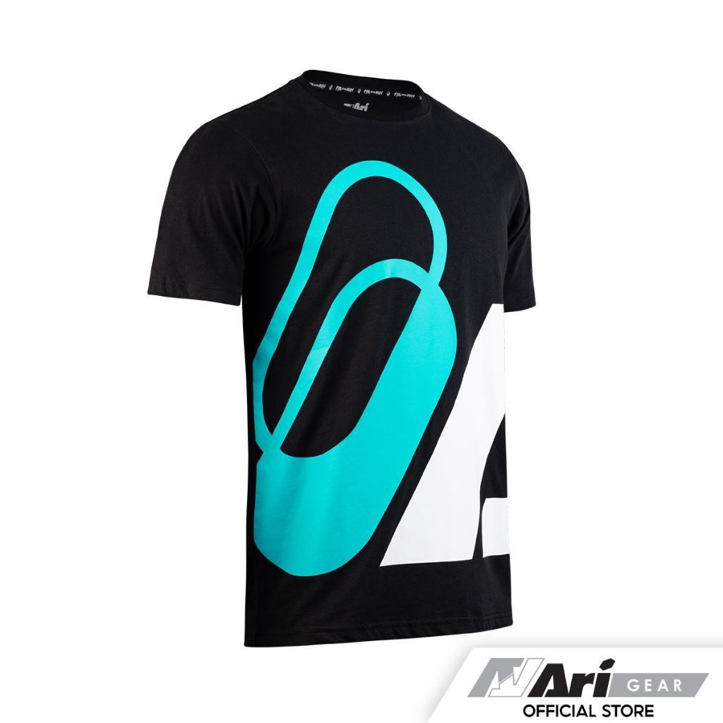 ✨2024 ARI BIG LOGO RUNNING LIFESTYLE TEE - BLACK/BLUE/WHITE เสื้อยืด อาริรันนิ่ง ซิกเนเจอร์ สีดำ s-5xl - รูปที่ 2