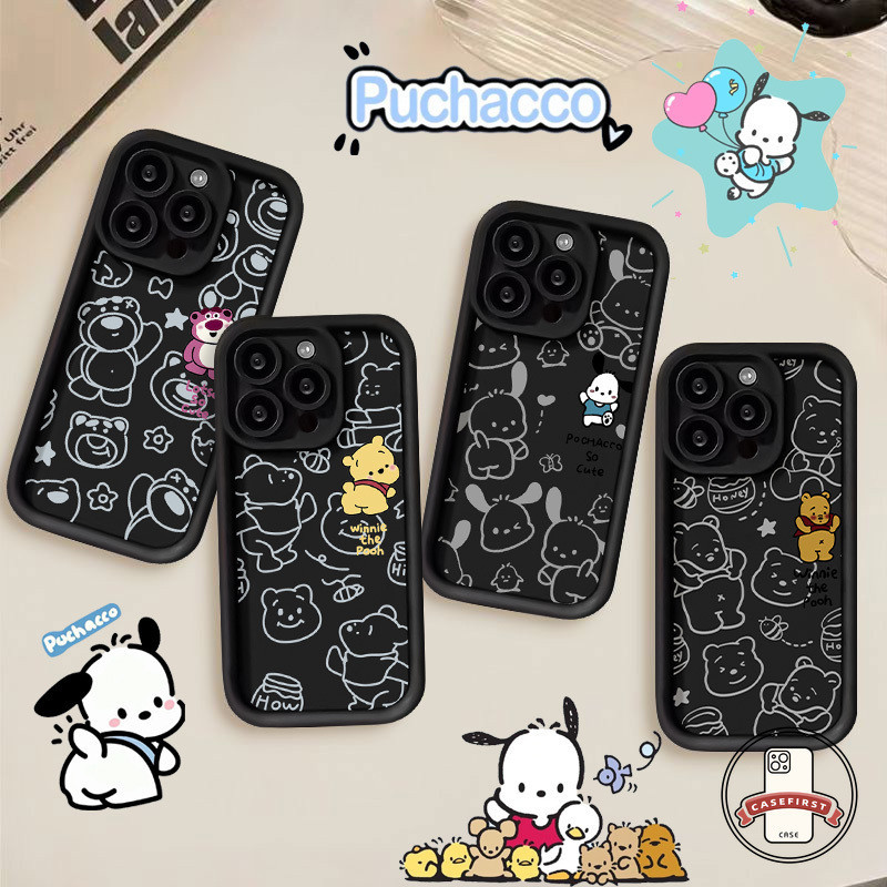 การ์ตูนลอตโซ่น่ารักหมีน้อยวินนี่เข้ากันได้กับ IPhone 11 14 13 15 12 Pro Max X XR 7Plus XS Max 15 8 7 14 6 6S Plus SE
