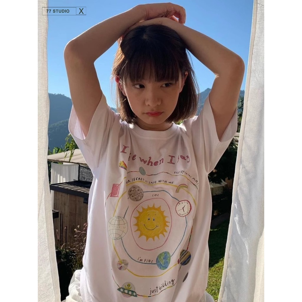 （พร้อมส่งจากกทม มาถึงใน 2วัน） เสื้อเชิ้ตลำลอง ใส่สบาย ลายแฟชั่น เสื้อยืดแขนสั้นผู้หญิงสำหรับหน้าร้อน