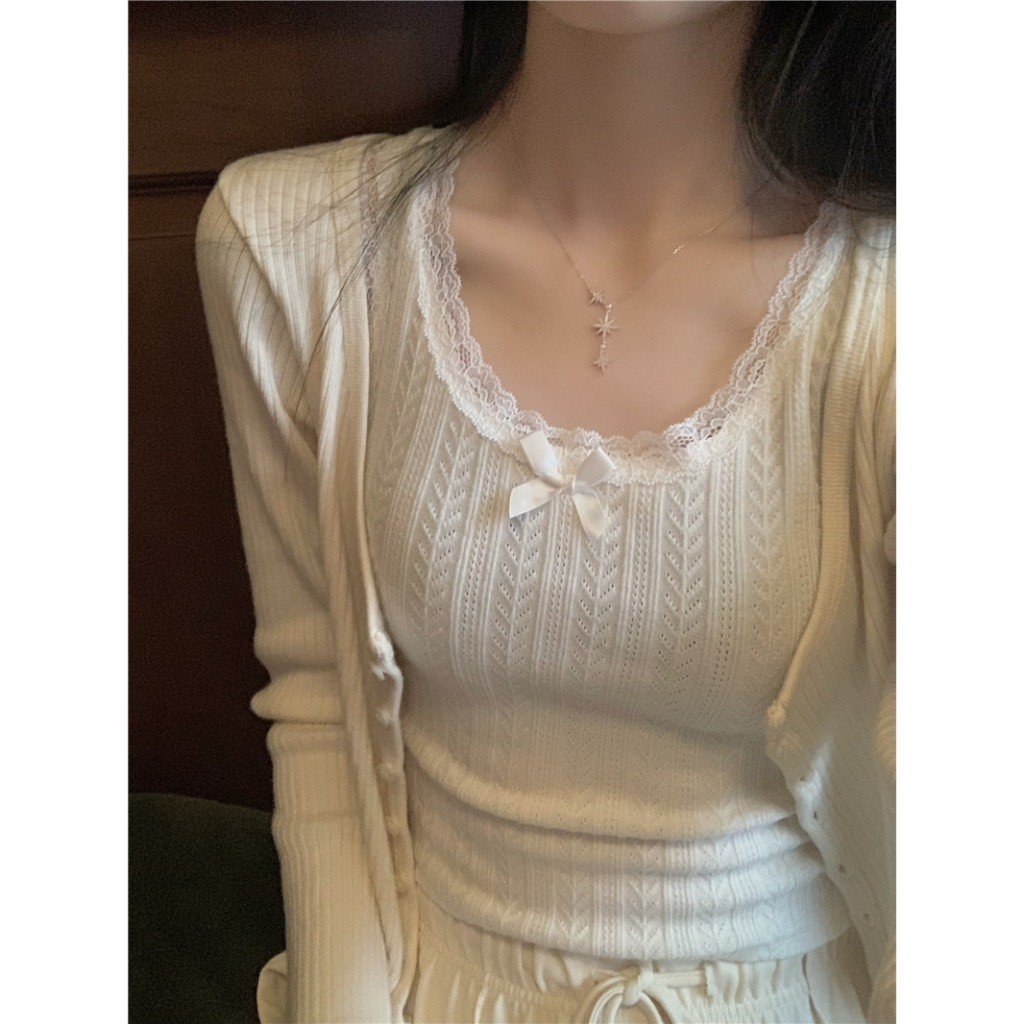 CLOTHING เสื้อกล้าม  สายเดี่ยว ผู้หญิง ดีเทลแต่งลูกไม้  ฟรีไซส์  สีขาว  รุ่น w5279 ราคา ถูกที่สุด ดีลบีเคเค แกลเลอรีภาพที่ 2