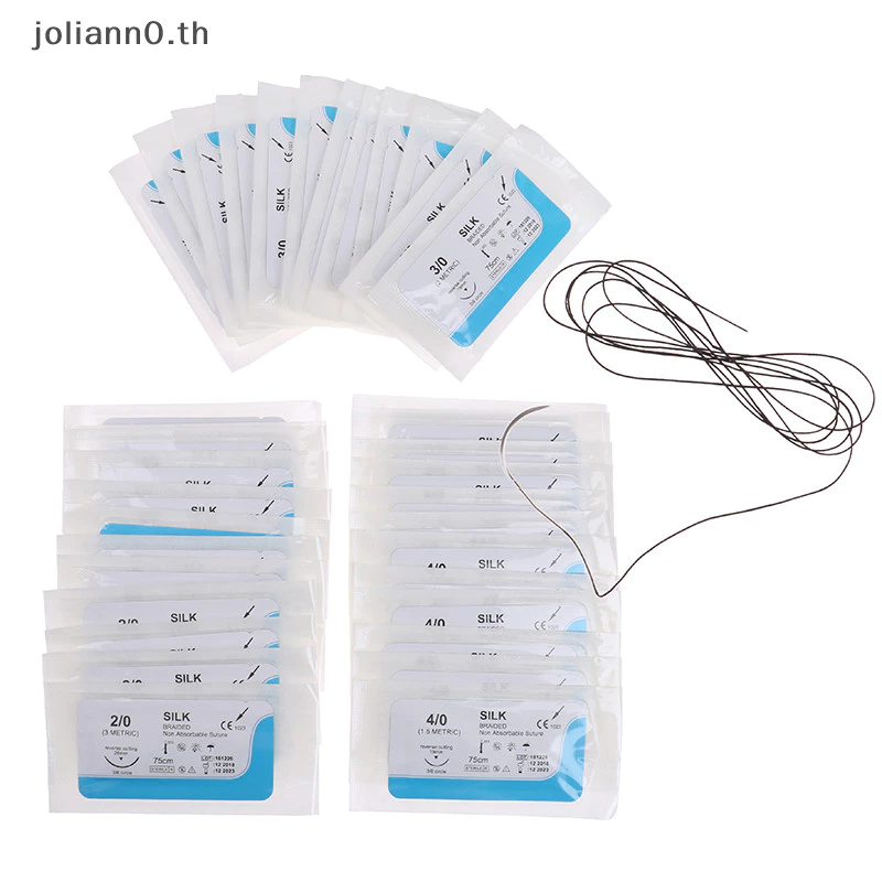Joliann0 12PCS Surgical Silk Thread Suture Surgical Practice Kit th