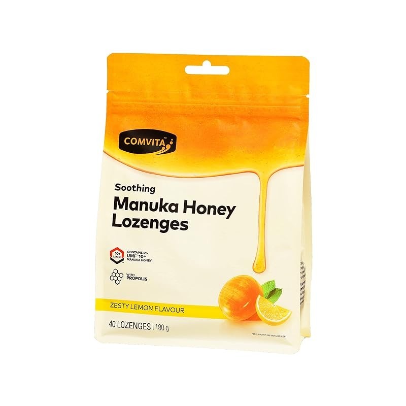 Comvita UMF 10 + Manuka Honey Propolis Throat Lozenges - รสมะนาวและน ้ ําผึ ้ ง - 40 แคปซูล
