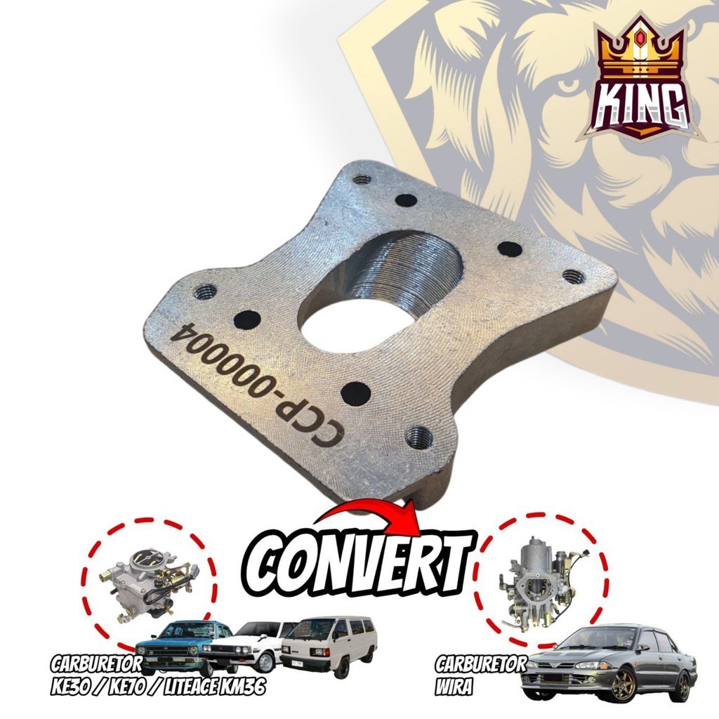 LITEACE, KE30, KE70 TAPAK KARBURETOR / CONVERTER . KARBURETOR WIRA TO LITEACE, KE30, KE70 CAST IRON 