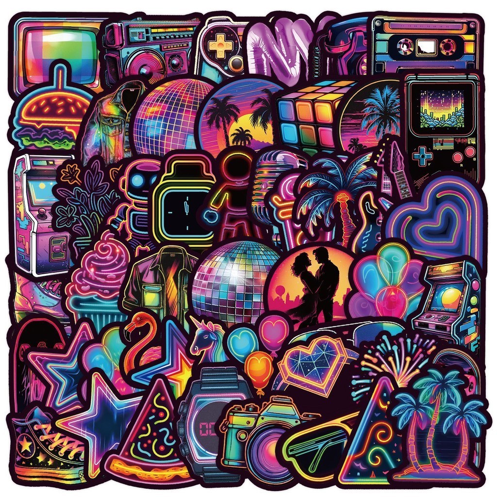 50 ชิ ้ นโคมไฟนีออน Series Graffiti สติกเกอร ์ สําหรับกระเป ๋ าเดินทางโทรศัพท ์ มือถือกรณีแล ็ ปท ็ อปหมวกกันน ็ อคสเก ็ ตบอร ์ ดกันน ้ ําสติกเกอร ์ ตกแต ่ ง DIY Creative