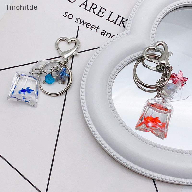 [Tinchitde] Y2k Creative จําลองปลาทองกระเป๋าพวงกุญแจปลาดาวหัวใจพวงกุญแจสําหรับสาวกระเป๋าเป้สะพายหลังจี้กระเป๋า Charm Keycord [ที่ต้องการ]