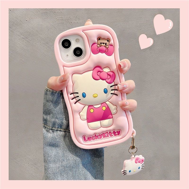 เคส Hello Kitty น ่ ารักสําหรับ iPhone 14 Pro Max 13 12 11 Pro Max Soft Case