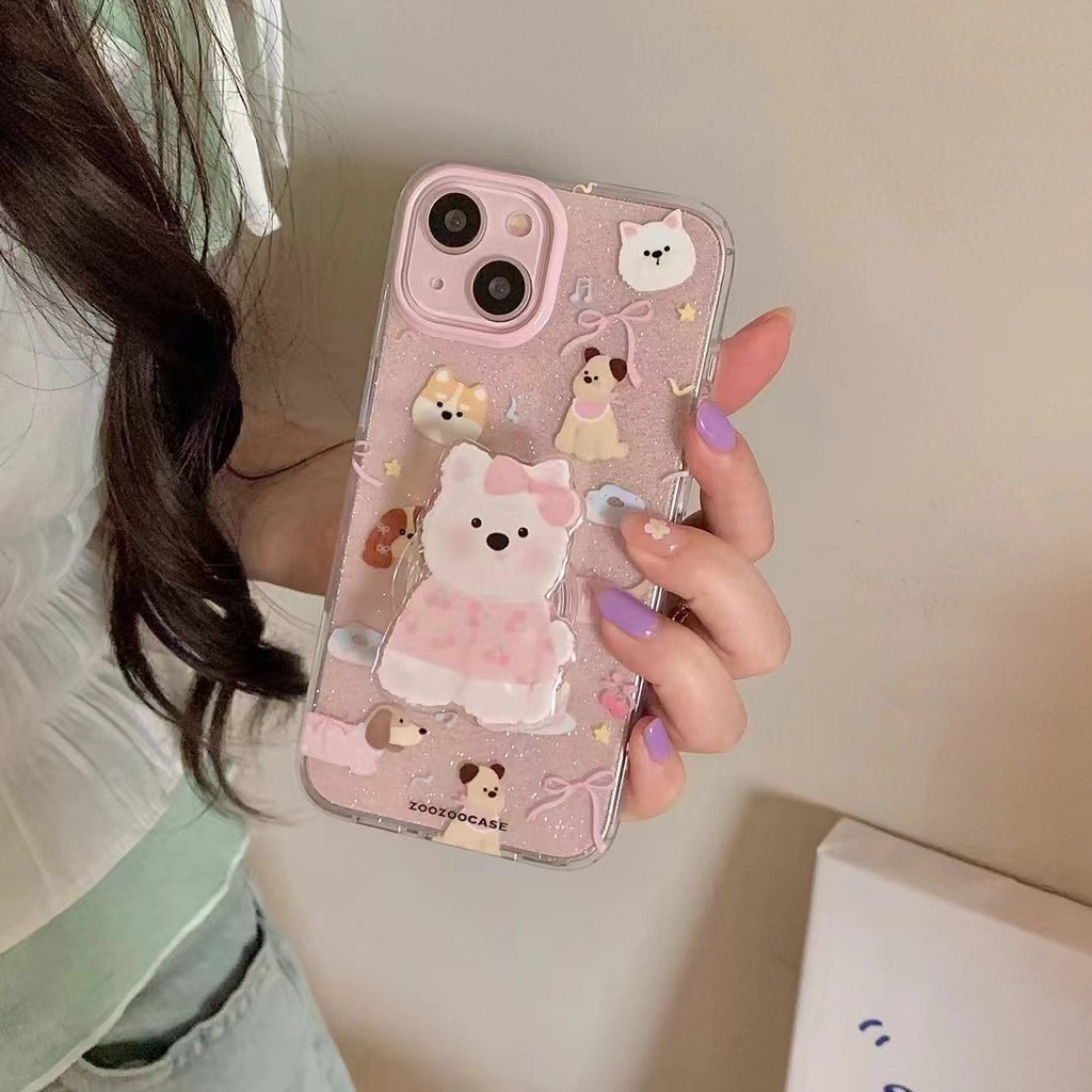 การ์ตูนโทรศัพท์ยืนปลอกเหมาะสําหรับiphone 12 12promax 12 13 14 15 pro Maxผู้หญิงกรณีปกหลัง14Promax 15pro