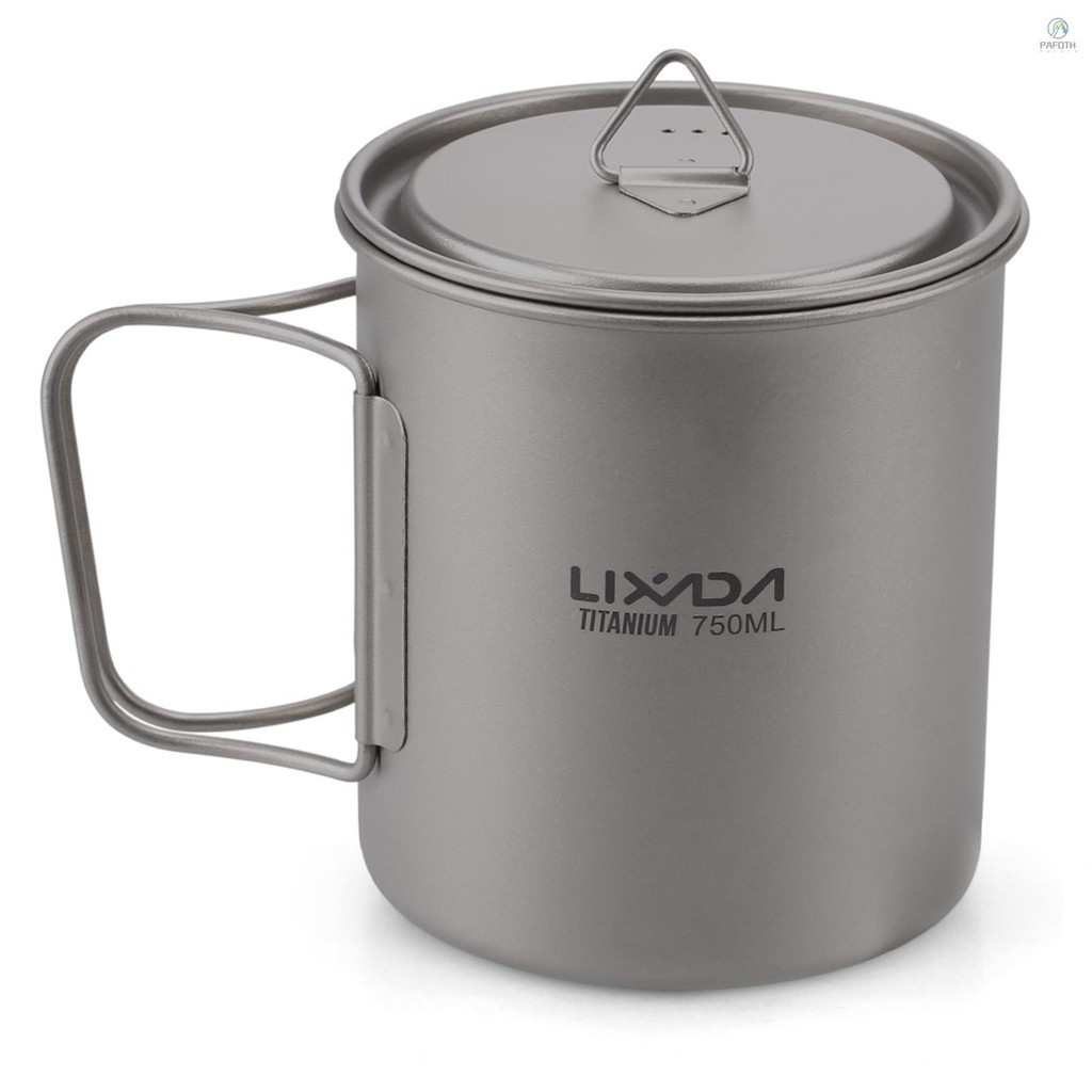 [ใหม่] Ultralight Titanium Cup Outdoor Portable Camping Picnic Water Cup Mug with Folding Handle 300ml / 350ml / 450ml / 550ml / 650ml / 750ml