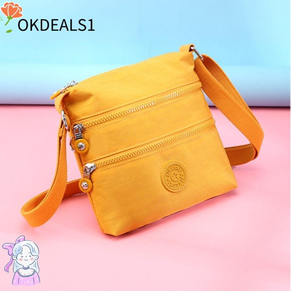 Dealshop กระเป๋าสะพายไหล่ ผ้าไนล่อน ขนาดเล็ก กันน้ํา สีพื้น แฟชั่นสําหรับผู้หญิง