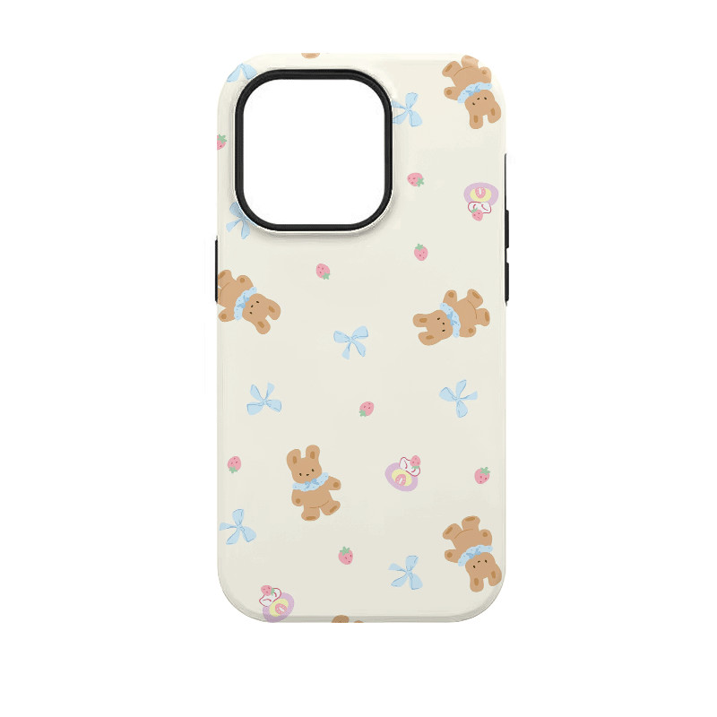 โบว์หมีเคสโทรศัพท์ 2 ชั้นใช้งานร่วมกับ iPhone11 12 13 14 15 12Promax 13Promax 14plus 14Promax X XS XR KJP1