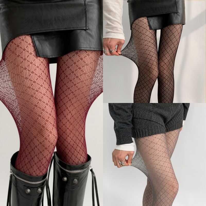 ญี่ปุ่น Rhombus ลายสก๊อต Pantyhose Retro ฤดูใบไม้ผลิและฤดูใบไม้ร่วงบางส่วนเซ็กซี่ Hottie ขาสวย Fishnet ถุงน่อง Ins สไตล์