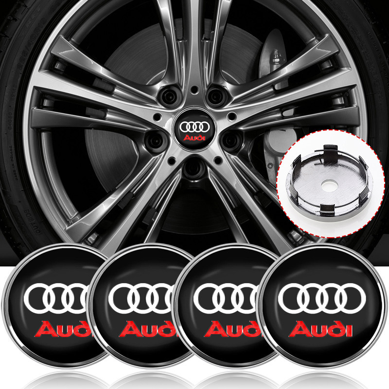 4pcs 60mm รถศูนย์ล้อ Hub Center Cap Rim Hub กันฝุ่น Emblem สําหรับ Audi A4 B5 B6 B7 8P 8V 8L A5 C7 4