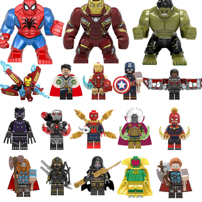 ใช ้ งานร ่ วมกับ Lego Avengers Iron Man Hulk Thanos Minifigures ประกอบเด ็ กอาคารบล ็ อกของเล ่ น HLS8