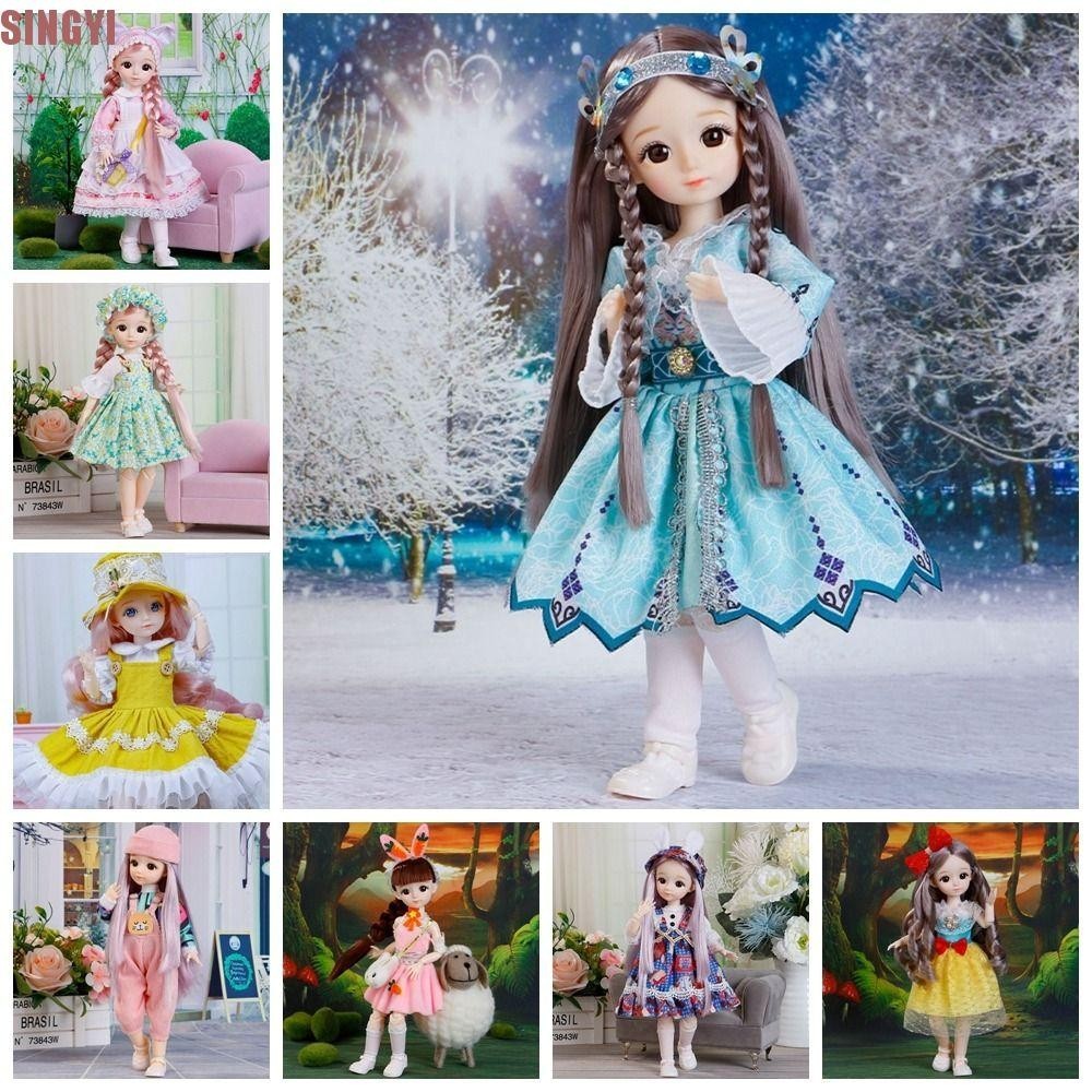 Singyi ตุ๊กตา BJD, 1/6 BJD Dress Up ข้อต่อที่ถอดออกได้ตุ๊กตา,มินิตุ๊กตาน่ารักเสื้อผ้า 3D ตาสาวของขวัญ