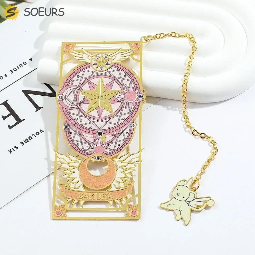 Soeurs Sakura Book Mark,อะนิเมะการ์ดหวานน่ารักที่คั่นหนังสือโลหะ,เด็กของขวัญประณีตอ่านKawaiiหนังสือคลิปอุปกรณ์การเรียน