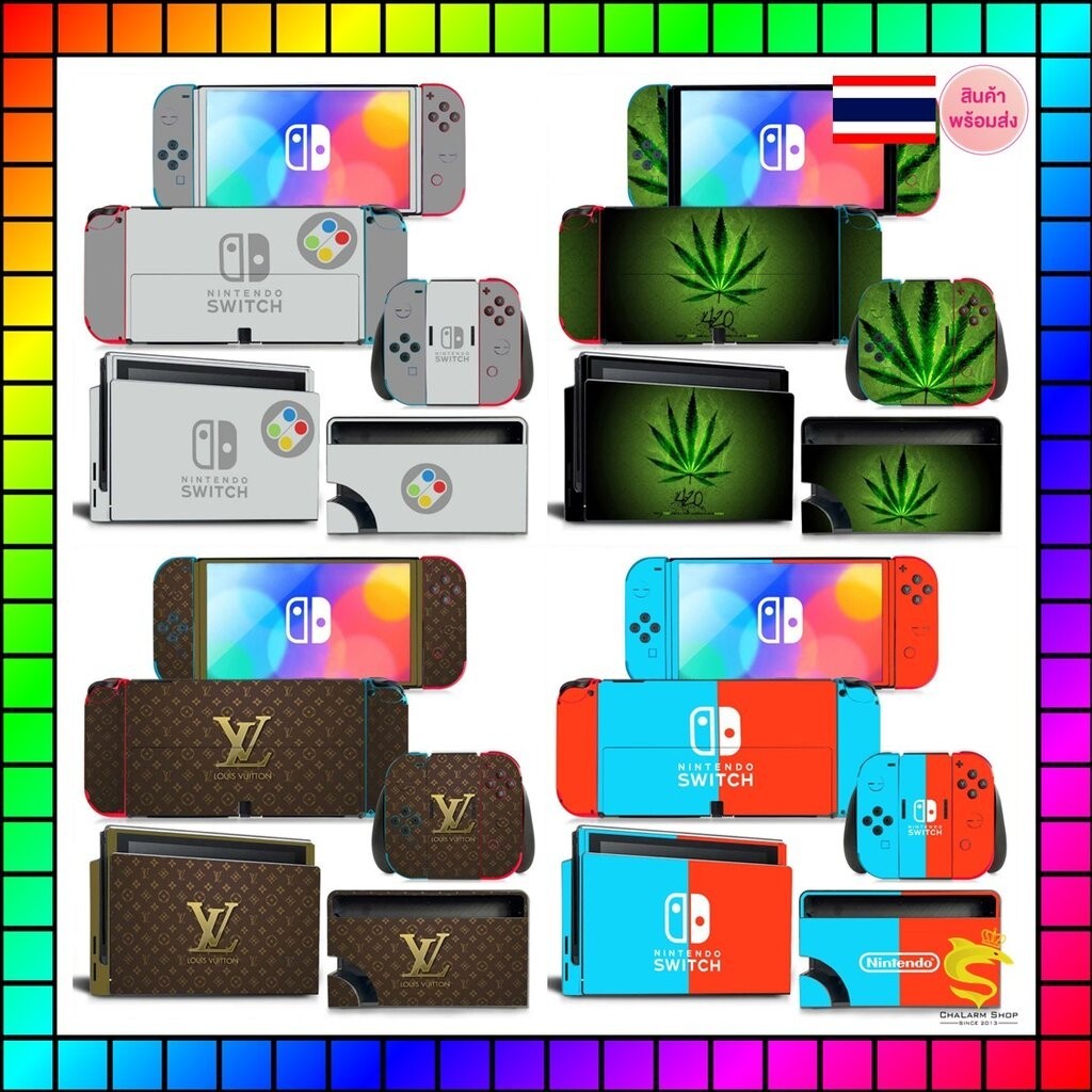 (ลิ้ง1) สติกเกอร์ติดเครื่อง Nintendo Switch Oled ไวนิลไม่ทิ้งคราบกาว