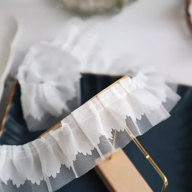 1 หลาสองชั้น Ruche ลูกไม้ Trim DIY Handmade Craft เสื้อผ้ากระโปรงผ้าม่านอุปกรณ์เย็บผ้า ราคา ถูกที่สุด ดีลบีเคเค แกลเลอรีภาพที่ 8