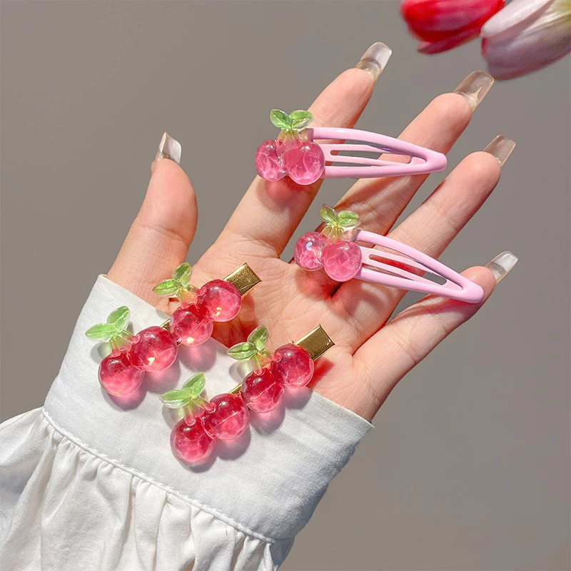 1 ชิ ้ นสีแดงเชอร ์ รี ่ หวานสาวสีชมพูกิ ๊ บ Bangs คลิปกิ ๊ บติดผมอุปกรณ ์ เสริม