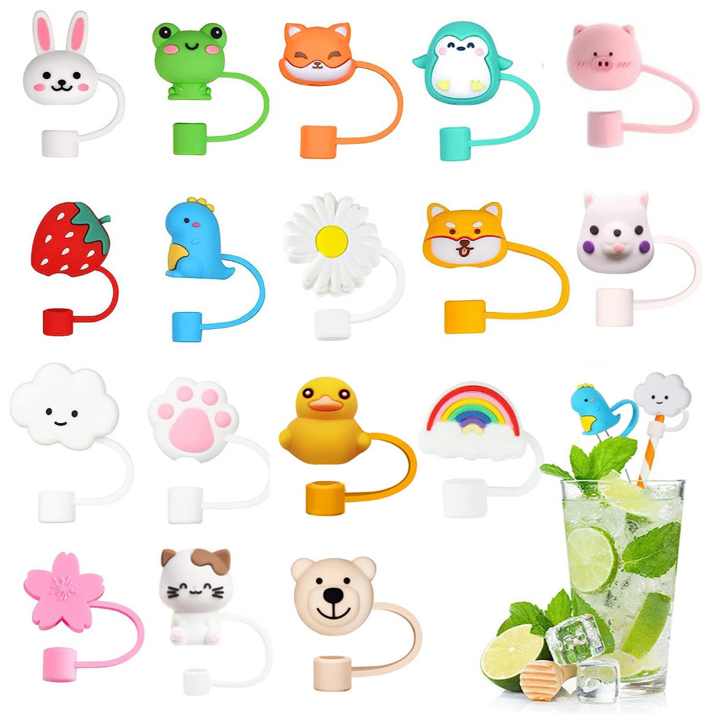 Cover,reusable ฝาครอบสําหรับ 6-8 มม.ฟาง,Dust Proof ดื ่ มเคล ็ ดลับฝาปิด,การ ์ ตูนน ่ ารัก Cap,แบบพกพาหมวกฟางตกแต ่ ง จุกปิดหลอด