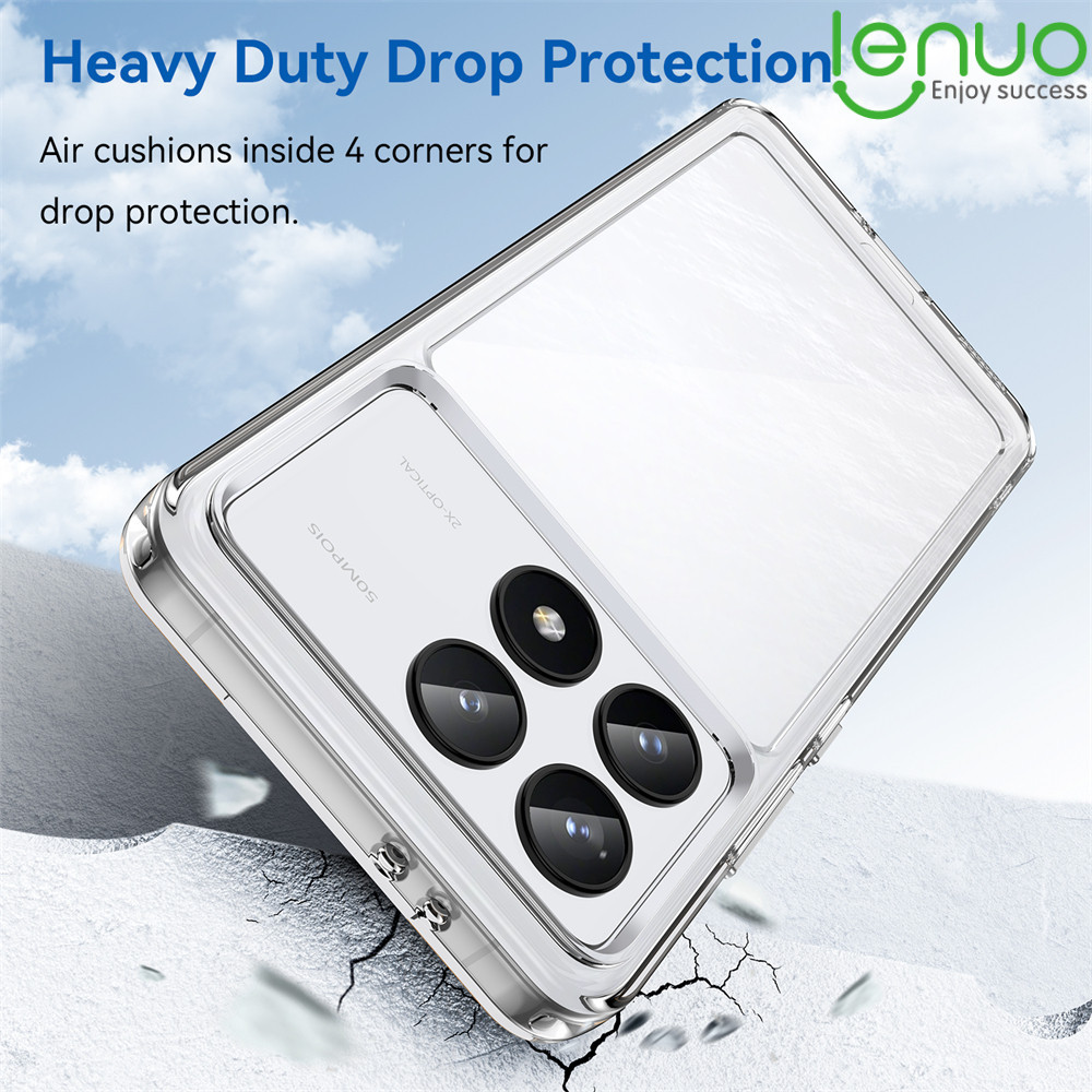 Lenuo เคสโทรศัพท์โปร่งใสสําหรับ Xiaomi Poco F7 F6 F5 X6 X5 Pro 5G M6 Pro 4G ปลอกกันกระแทกฝาครอบใส [ไม่ออกซิไดซ์และเปิดสีเหลือง]