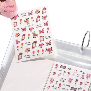 Sweetadore 17 หน้าสติกเกอร์เล็บหนังสือ Decals Organizer ผู้ถือจอแสดงผลเล็บเครื่องมือพลาสติกฟิล์มโปร่งใสเล็บ TH