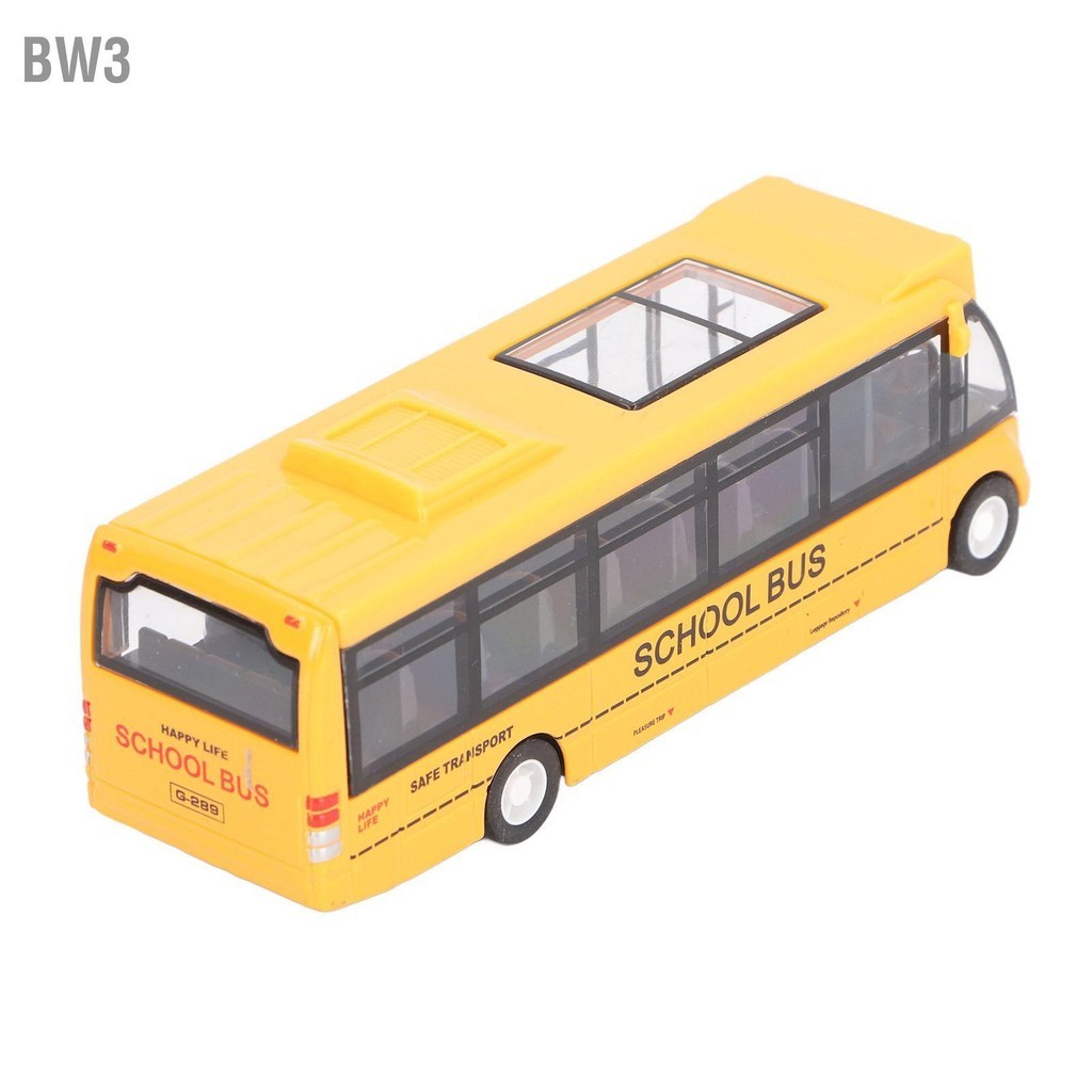 BW3 โลหะผสมรถโรงเรียนของเล่นดึงกลับเสียงแสงสมจริงแบตเตอรี่ขับเคลื่อนบทบาทเล่นโลหะผสมรถบัสสำหรับเด็ก