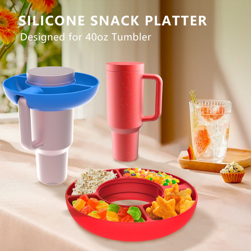 Sugaw ชามขนมสําหรับ Tumbler ชามขนมบนเครื ่ องดื ่ มถ ้ วย Splash Proof Leakproof แบบพกพาซิลิโคนถาดผลไม ้ สําหรับ Stanley Tumbler