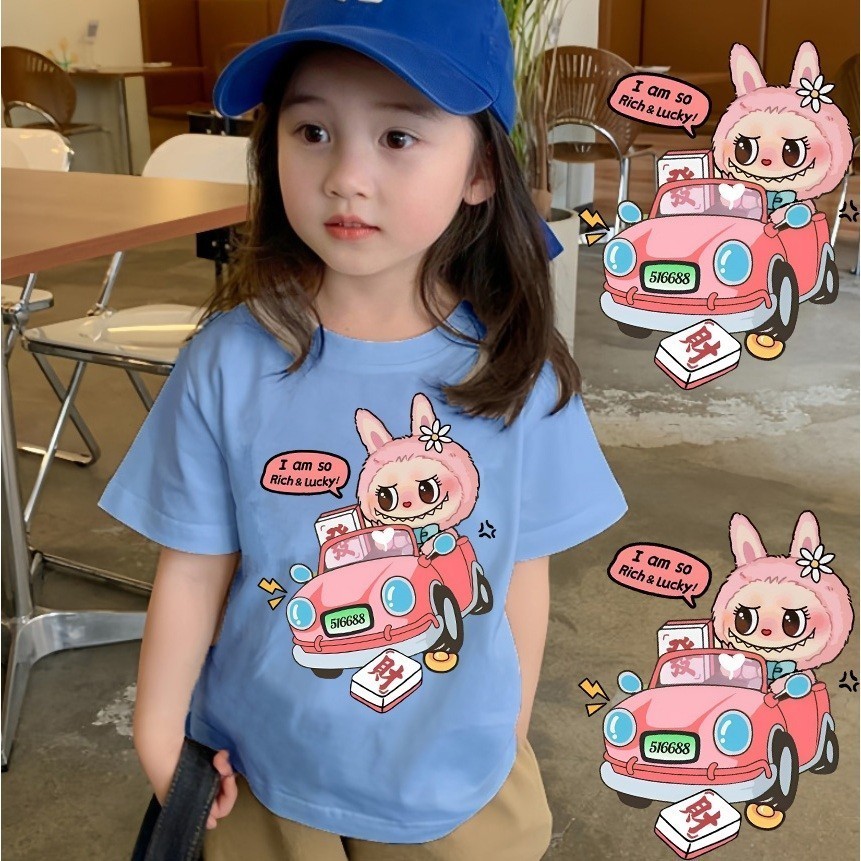 2024 แฟชั ่ น Pop Mart เสื ้ อยืดเด ็ กสบาย Breathable การ ์ ตูนสไตล ์ Labubu Labu Boo