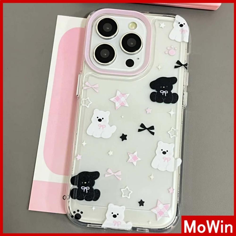 Mowin - สำหรับ iPhone 15 Pro Max เคสใส TPU ปุ่มชุบไฟฟ้าอ่อนป้องกันกล้องกันกระแทก ลายสุนัขน่ารักสีสันสดใส เข้ากันได้กับ iPhone 14 13 12 11 XS XR 7Plus 8 Plus
