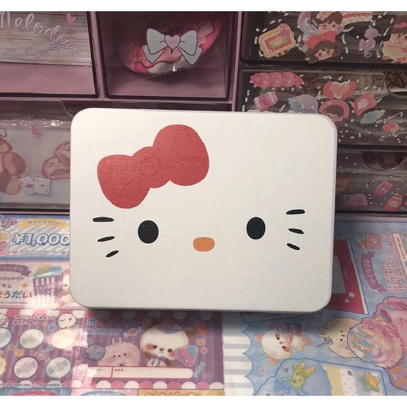 Simple Hello Kitty กล่องเก็บเครื่องประดับกล่องดีบุกน่ารัก Tidy-up Desktop Storage มูลค่าสูงสไตล์อิน