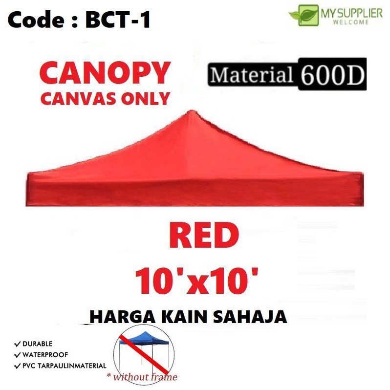BCT-1 RED - 10x10 Canvas Only Market Canopy / Canvas Canopy / ผ้าหลังคาเต็นท์ตลาดนัด
