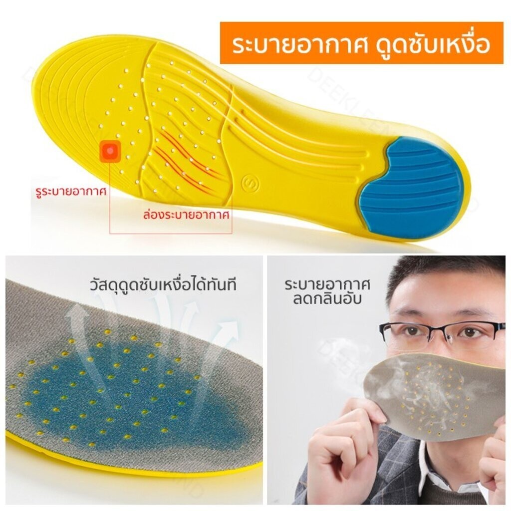 แผ่นรองเท้า แผ่นเสริมรองเท้า ลดอาการปวดเมื่อยเท้า รองช้ำ นุ่มสบายเท้า แพ็ค 1 คู่