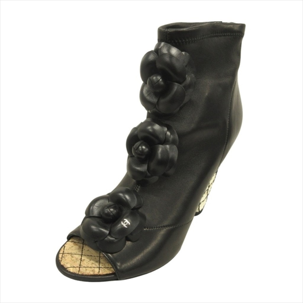 Good Condition Chanel Chanel Camellia Coco Mark Open Toe Short Boots Direct from Japan Secondhand