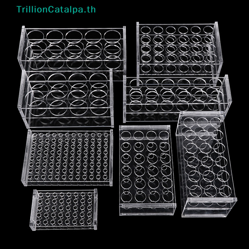Trillioncatalpa พลาสติก Clear Centrifugal Test ท่อ Rack ผู้ถือโรงเรียน Supply Lab อุปกรณ์ Centrifuge Tube Rack หลอดทดลอง 8 10 12 18 24 40 48 96 หลุมที่แตกต่างกัน Diam