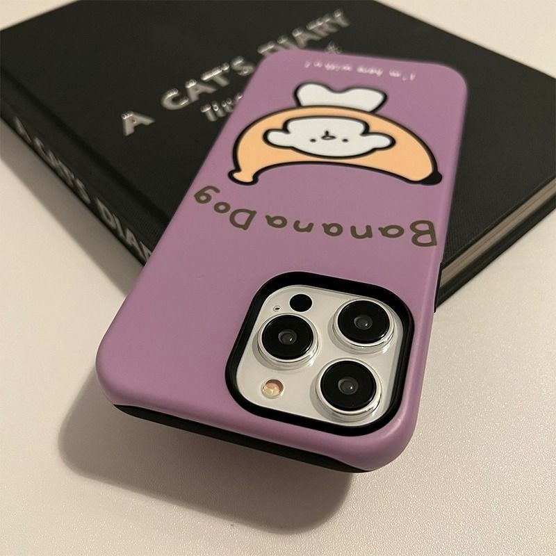 Banana Puppy เคสโทรศัพท์ 2 ชั้นใช้งานร่วมกับ iPhone11 12 13 14 15 12Promax 13Promax 14plus 14Promax 