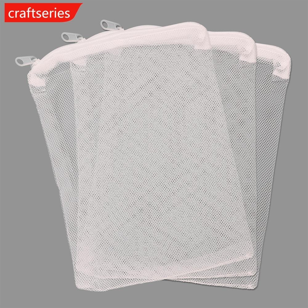 Craftseries 10 ชิ้นกรองถุงตาข่ายถุงตาข่าย Aquarium Pond สําหรับชีวเคมี Ball Carbon Aquarium ถังปลาเซรามิคแหวนแยกกระเป๋าสีขาวสีดํา G4W2