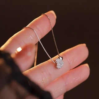 925 เงินเพทายรักสร ้ อยคอผู ้ หญิงคุณภาพสูง Clavicle Chain อุปกรณ ์ เสริมของขวัญขายส ่ ง
